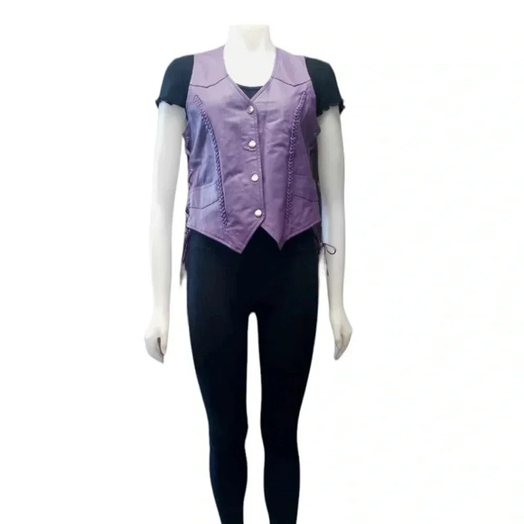 Bikers Club Violet Nylon Motorcycle  Adjustable Vest Size Medium - Picture 2 of 11